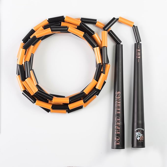 Elite Jumps - Do Hard Things Edge Beaded Jump Rope - For All Ages - Durable & Lightweight - 10ft Long Adjustable Rope - Tangle-Free - Shatterproof 1” Beads - Long Edge Handles