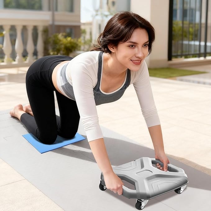 Ab Roller Wheel with Knee Pad for Home Gym, Core Trainer Plank Ab Roller Wheel, Fitness Silent Gliding Disc, Gray