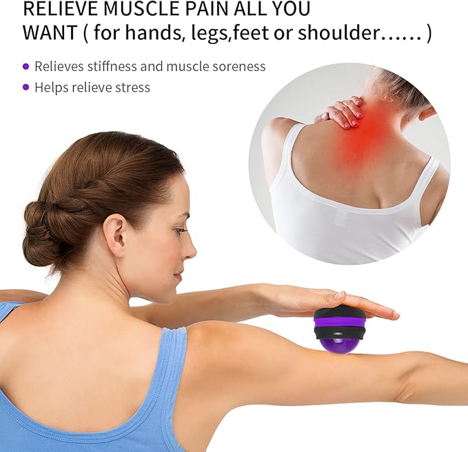 Coolrunner Massage Ball, Manual Roller Massager, Handheld Self Massage Therapy and Relax Full Body Tools for Sore Muscles, Shoulders, Neck, Arms, Legs, Back, Foot, Body (Purple)