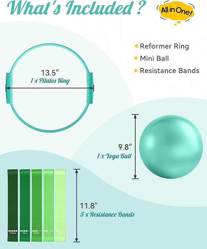 Pilates Ring, Silicone Magic Pilates Rings, Lightweight & Durable Flexible Fitness Circle Exercise Equipment for Toning Arms, Thighs,Legs, Core,Yoga & Physical Therapy