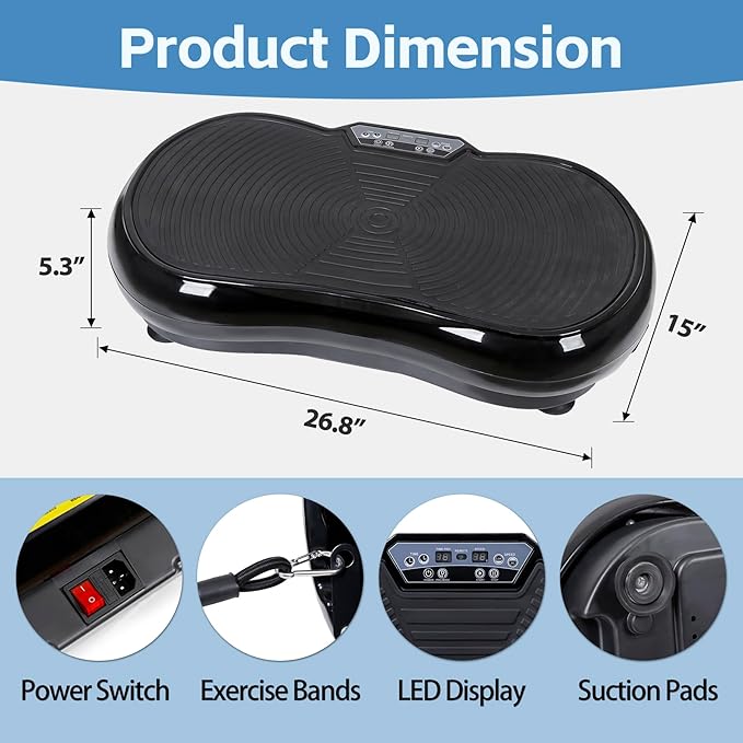 ZENY Vibration Plate Exercise Machine, Whole Body Workout Vibration Fitness Platform for Weight Loss, Toning Wellness, Home Gym Equipment