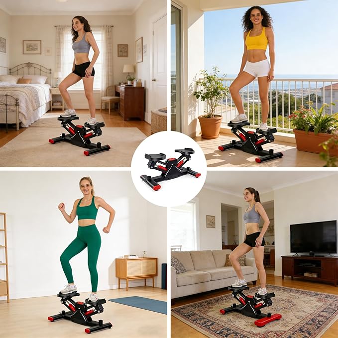 Rock Stepper Step Rocker Side to Side Low-Impact, Compact Side Stepper with Resistance Bands and Digital Display, Suitable for Full-Body Fitness