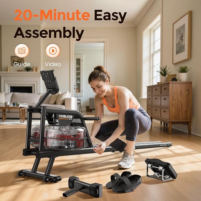 YOSUDA Magnetic/Water Rowing Machine for Home - Rower Machine Use with Bluetooth, App Supported, Rowing Machine for Beginners to Athletes, Comfortable Seat Cushion
