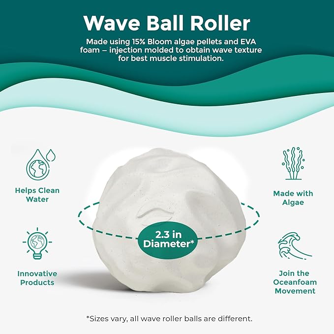 Oceanfoam Wave Massage Ball Roller – Textured Lacrosse Ball for Plantar Fasciitis Relief, Muscle Knot Therapy, Myofascial Release – Travel Size Tool for Feet, Neck, Back Pain (Pack of 5)