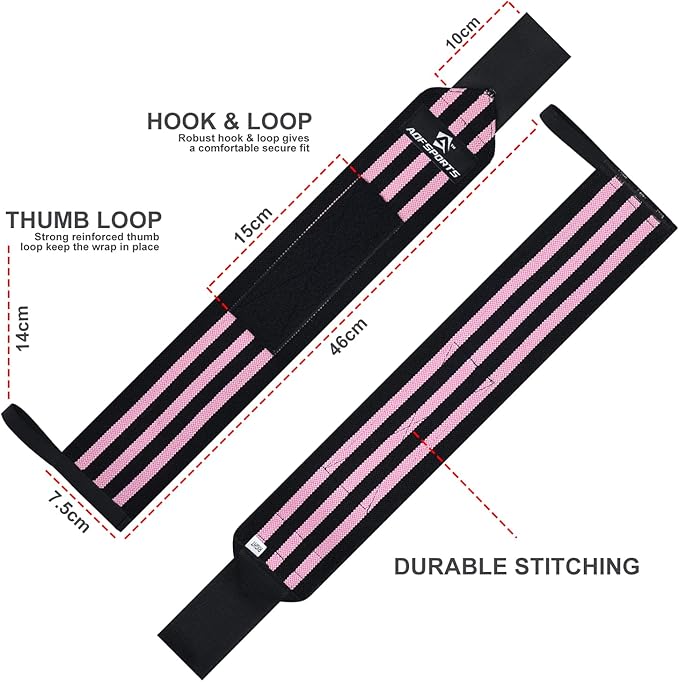 AQF Wrist Wraps for Weightlifting - USPA & IPL Approved 18" Gym Wrist Support with Thumb Loop - Heavy Duty Lifting Wrist Straps for Fitness, Workout, Powerlifting, & Bodybuilding (Pair)