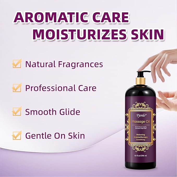 Aromatherapy Lavender Massage Oil, Massage Oil for Massage Therapy, Calming, Soothing, Relaxing, Spa Gifts for Him Her, 10 Fl Oz