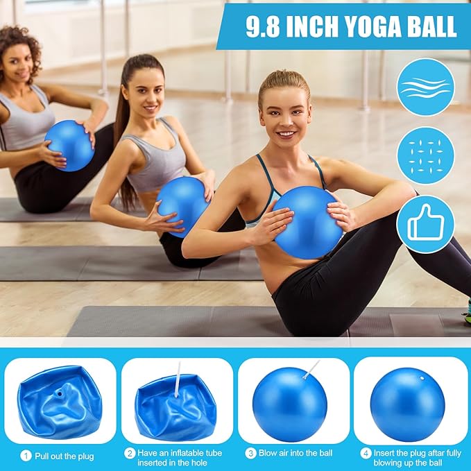10 Pcs Home Pilates Ring Set for Women Yoga Equipment Accessories Pilates Ring Circle and Ball Workouts Gift Include Ball Yoga Circle Resistance Bands Block Straps Gym Bag