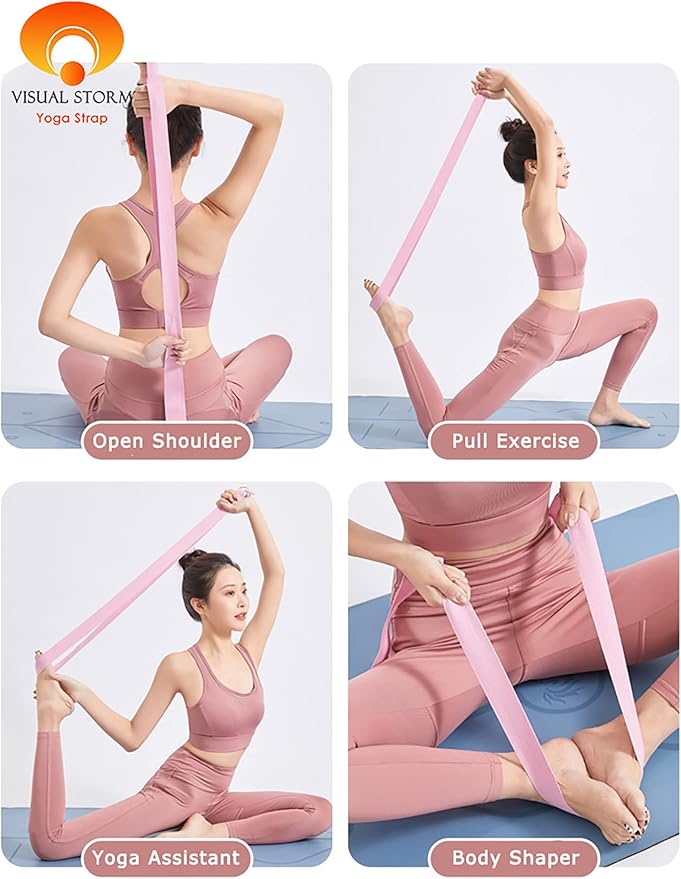 8ft 240g Super Thick Fitness Yoga Strap for Stretching, 3 Color Pure Cotton Durable Fitness Belt Bands Exercise Safe Adjustable D-Ring Buckle Gym Press Rope, Physical Therapy Tools
