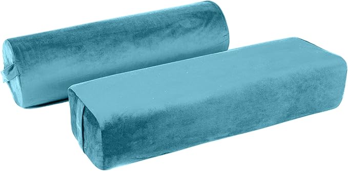 2-Pack Yoga Bolster Pillow Set: Rectangular & Cylinder Pillows for Meditation and Support, Yoga Pillows with Washable Velvet Cover, Triple-Layer Sponge with Carry Handle, Green