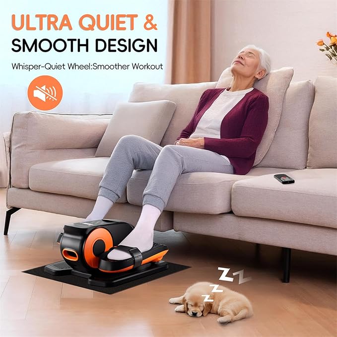 Under Desk Elliptical Machine,Foot Exerciser for Seniors Fully Assembled, Quiet & Portable Electric Seated Pedal Exerciser with Remote Control & 12 Adjustable Speeds