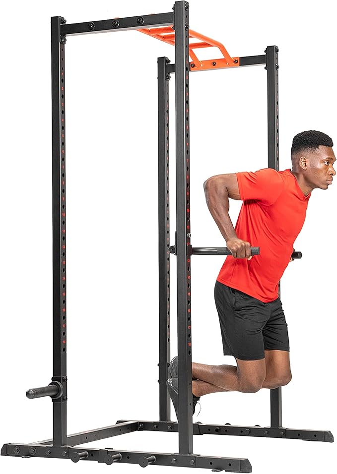 Sunny Health & Fitness Power Cage Squat Rack Upgrade Attachments, Dip Bar, Plate Bar Holder, Belt Squat, J Hook, Lat, Adapter, U Ring, Pull Up Bar, Landmine, Captain's Chair, Tricep Rope For Home Gym