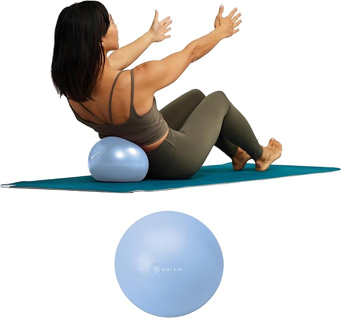 Gaiam Mini Ab Ball, 8 Inch Inflatable Anti-Burst Exercise Ball for Core Strength, Pilates, Yoga, and Physical Therapy, Includes Inflation Straw, Plug & Downloadable Exercise Guide