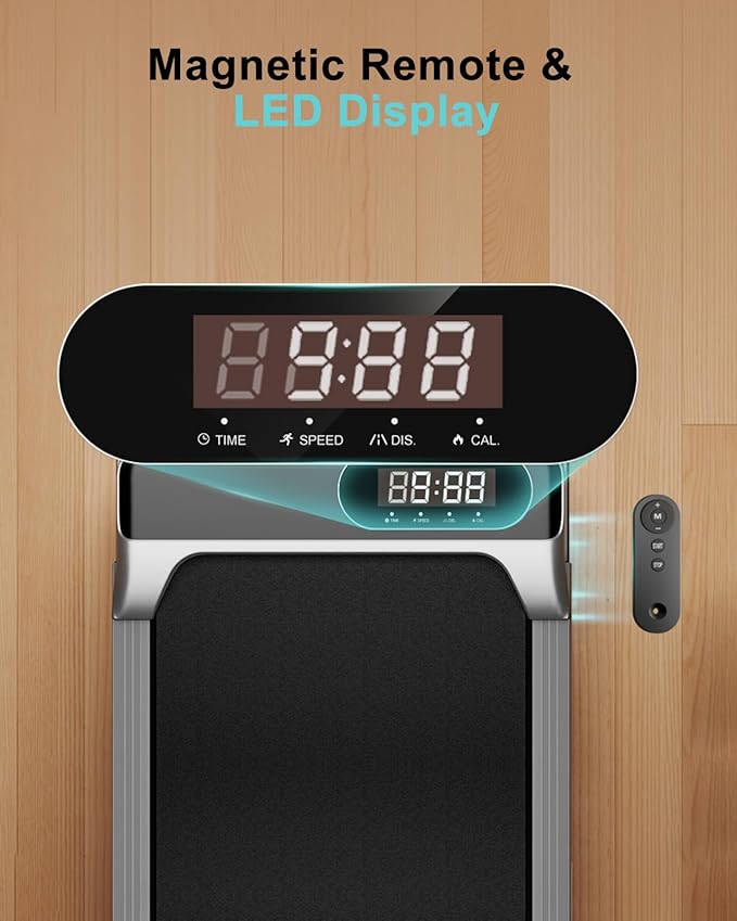 Walking Pad, Under Desk Treadmill with Incline for Home Office 2.5HP Portable Walking Treadmill with 265 Lbs Weight Capacity Walking Machine, Remote Control, LED Display