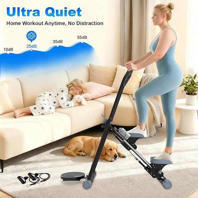 OVER SELF Stair Stepper at Home, Stair Stepper with Handlebar for Full-Body Workout, for Compact Folding Stair Climber with Adjustable Handlebar/Pedal, 350lbs Weight Capacity, Knee-Friendly