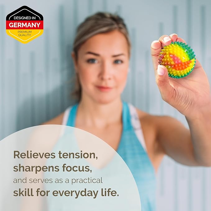 2X Spiky DBT Skill Balls | 2inch | Magnetic Stress Relief Balls | Spiky Massage Balls for Relaxation, Tension Release, Focus & Mobility (Rainbow)