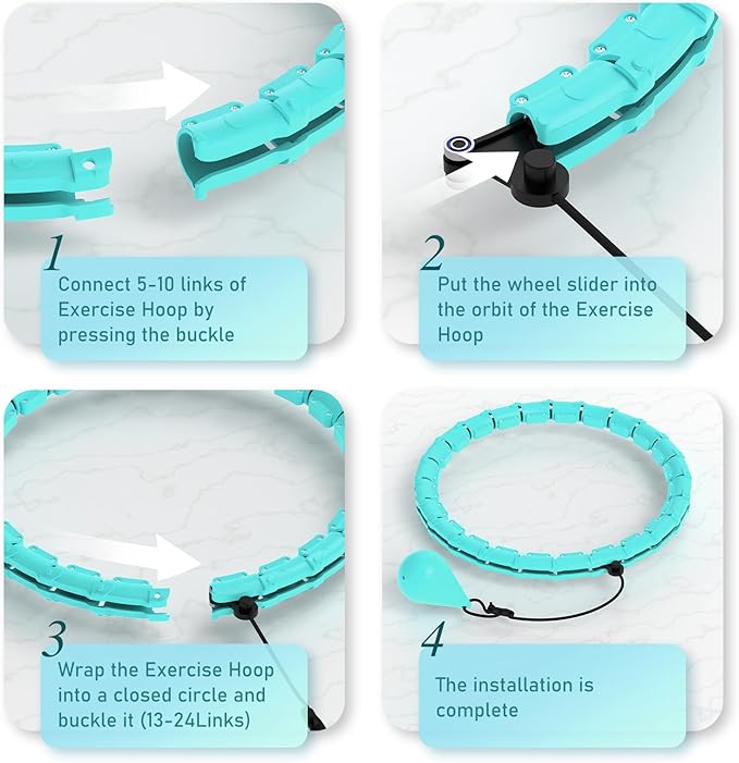 Weighted Hula Infinity Hoop & Pilates Ring Kit Bundle- Infinity Fitness Hoop for Weight Loss Plus Magic Circle, Resistance Bands, and Ball Set- Home Workout Equipment for Abdomen & Full Body Toning