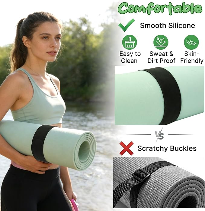 Aolamegs Yoga Mat Strap,Heavy Duty Bungee Straps Band,Wrap Organizer for Yoga Mat/Workout/Exercise(20" L x 2" W)