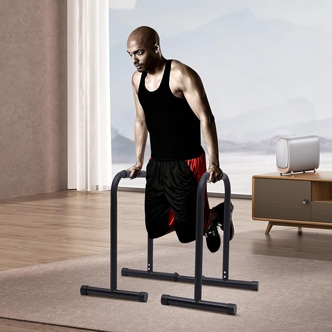 Bitodd Dip Single Bar, Adjustable Dip Stand, Fitness Dip Bar Station, Removable, 440 Lbs Weight Capacity, Double Bar Double Arm Bender, Fitness Equipment for Gym, Personal Residence, Black