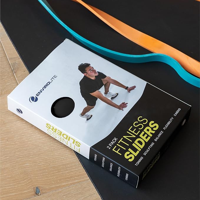 Envirolite Fitness Slider - Conditioning Sliders - Easy to Use on Carpet - Core and Pilates Exercise Equipment - At Home Workout Gear - 9" long x 5" wide x 0.5" thick - Pack of Two