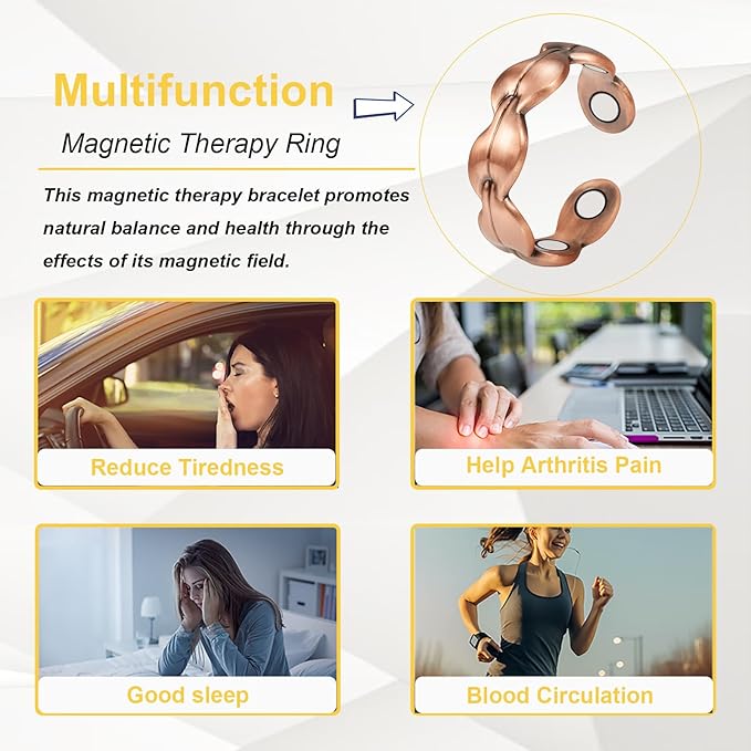 Copper Rings for Women, 99% Pure Copper Adjustable Set Magnetic Therapy Ring, Fashion Jewelry Gifts (2Pcs 0938)