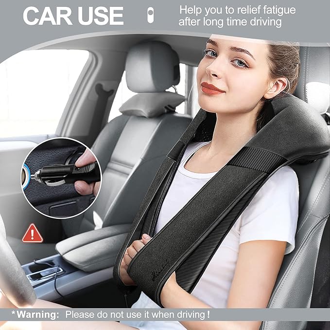 Mirakel Shiatsu Neck & Back Massager with Heat - Deep Tissue Neck, Back & Shoulder Pain Relief - Ergonomic Design Shoulder Massager, Electric Kneading Whole Body Massage Pillow Gifts for Women, Men