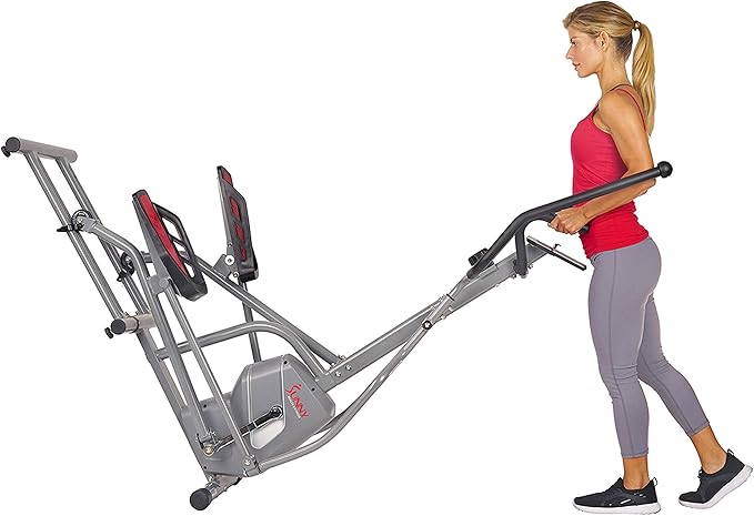 Sunny Health & Fitness Magnetic Elliptical Machine with Adjustable Resistance, Fully Body Workout for Home with Pulse Sensor Monitor, Long Stride Low-Impact Workout with SunnyFit App Access