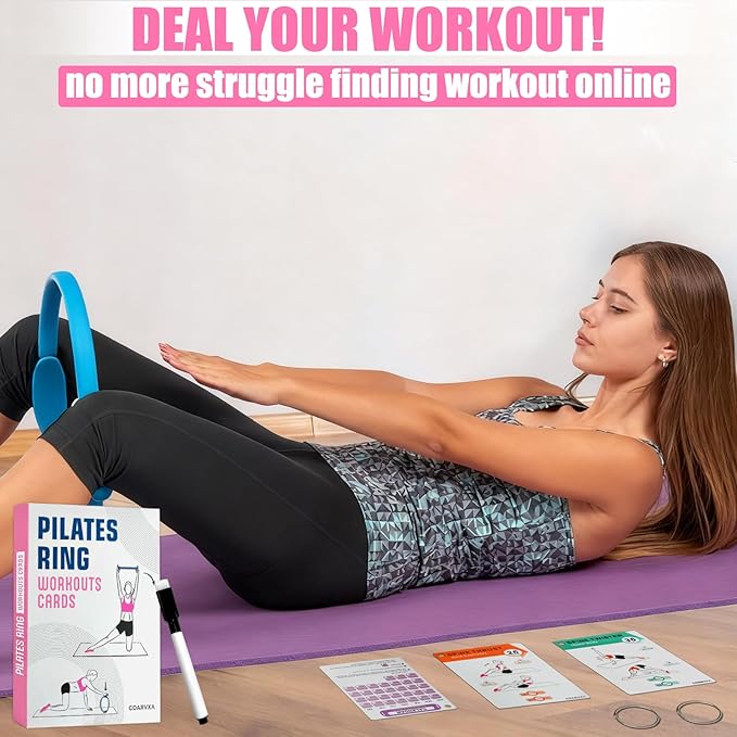 Pilates Ring Fitness Circle for Women - 15 Inch Magic Fitness Circle for Toning Inner & Outer Thighs, Bonus Pilates Equipment Thigh Master Guide.