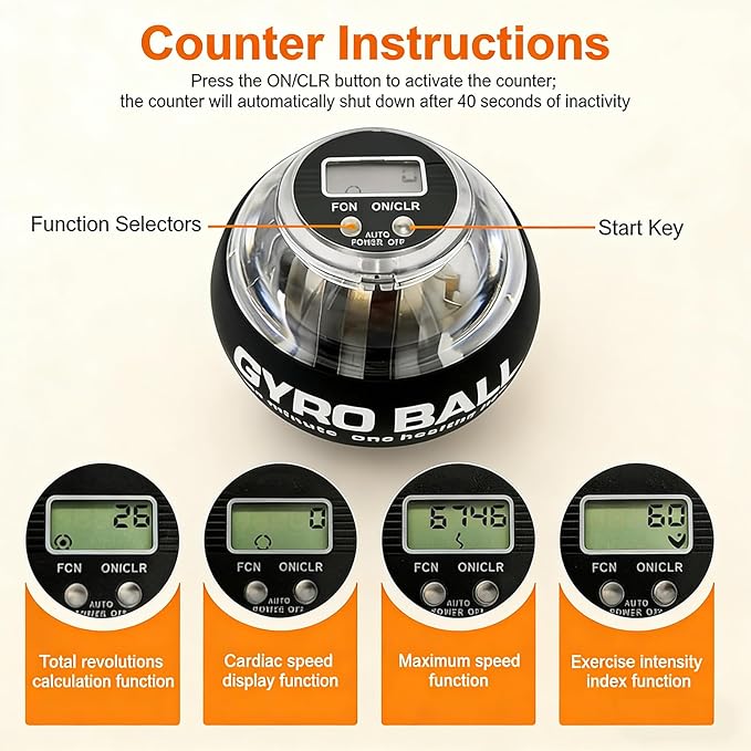Torque ball,2026 Upgraded Wrist Ball Exerciser,Auto-Start Gyroscopic Forearm Exerciser,Hand Strengthening,Resistance,colored lights (No Counter Version,No Screen)