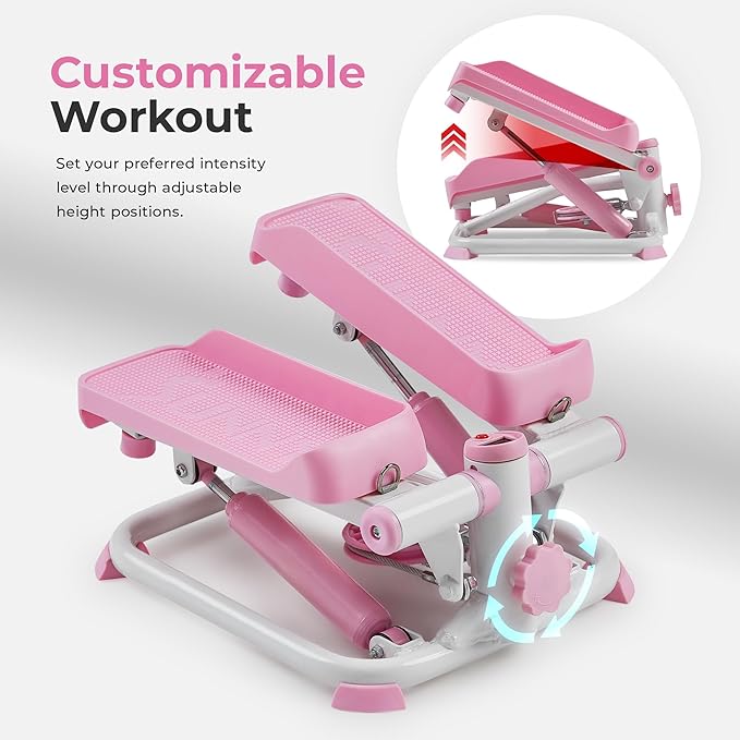 Sunny Health & Fitness Mini Steppers for Exercise at Home, Stair Step Workout Machine with Optional Resistance Bands, Full Body Cardio Equipment, Optional Free SunnyFit App Connection Smart Stepper