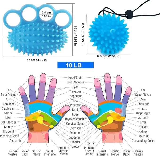 Hand Exerciser Ball, Hand Grip Strength Trainer Finger Extension Exerciser Massager Squeeze Balls for Therapy Arthritis and Carpal Tunnel, Stress Relief, Set of 2
