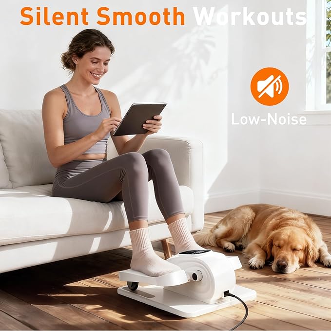 Under Desk Elliptical Exercise Machine, Electric Ellipse Leg Exerciser as Seen on TV, 15 Speeds Foot Exerciser While Sitting for Seniors, Portable Seated Pedal Exerciser for Home Office, Gifts
