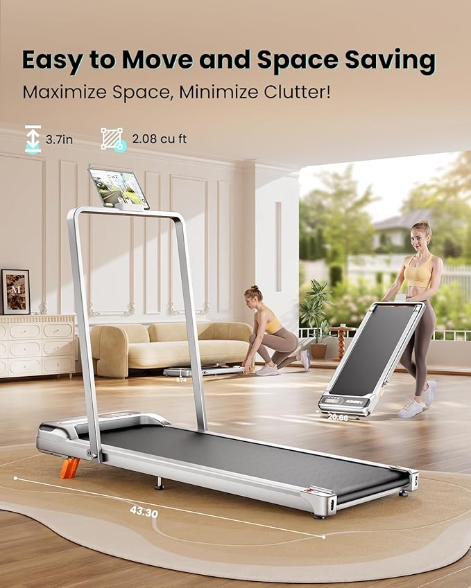 Walking Pad, Under Desk Treadmill with Incline for Home Office 2.5HP Portable Walking Treadmill with 265 Lbs Weight Capacity Walking Machine, Remote Control, LED Display