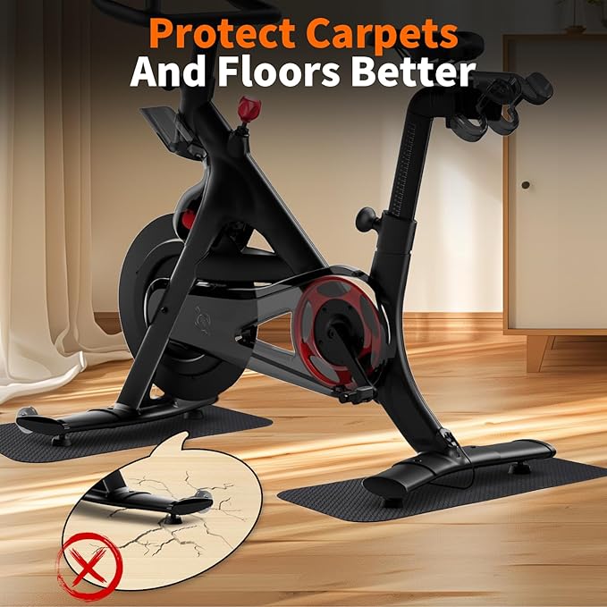 2PCS Bike/Rowing Machine Mat for Carpet Floors, Compatible with Peloton/Yosuda, Bike Mat for Hardwood Floors, Under-Equipment Floor Pad for Carpet, Indoor Stationary Cycling, Noise & Shock Absorption