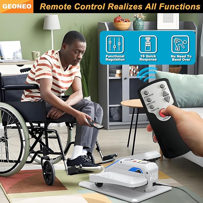 Under Desk Elliptical Machine, Electric Elliptical Exerciser for Senior, Quiet & Small Electric Seated Pedal Exerciser for Home with Display Monitor, Remote Control & 12 Adjustable Speeds