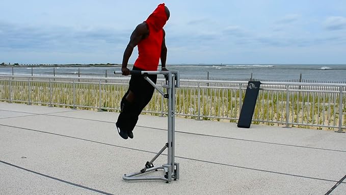 | Patented V-Shaped Equipment for All-Powerful Dips & Resistance Training | Lightweight & Effortless Assembly | Doubles as a Workout Bench|Total Body Workout at Home, Work, Gym