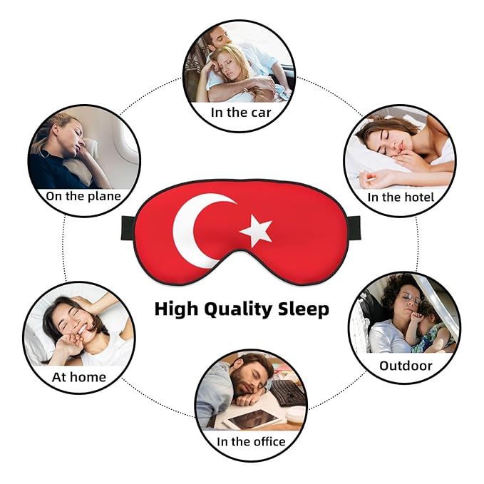 Flag of Turkey Eye Mask Unisex, Zero Eye Pressure Eye Sleeping Mask, Soft Eye Shade Cover for Travel