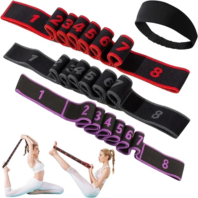 Fitness Resistance Band for Stretching and Yoga, Fashion Puller Exercise, Fitness Resistance Bands with Handles, Adjustable 8 Segment Numbered Resistance Band for Full Body