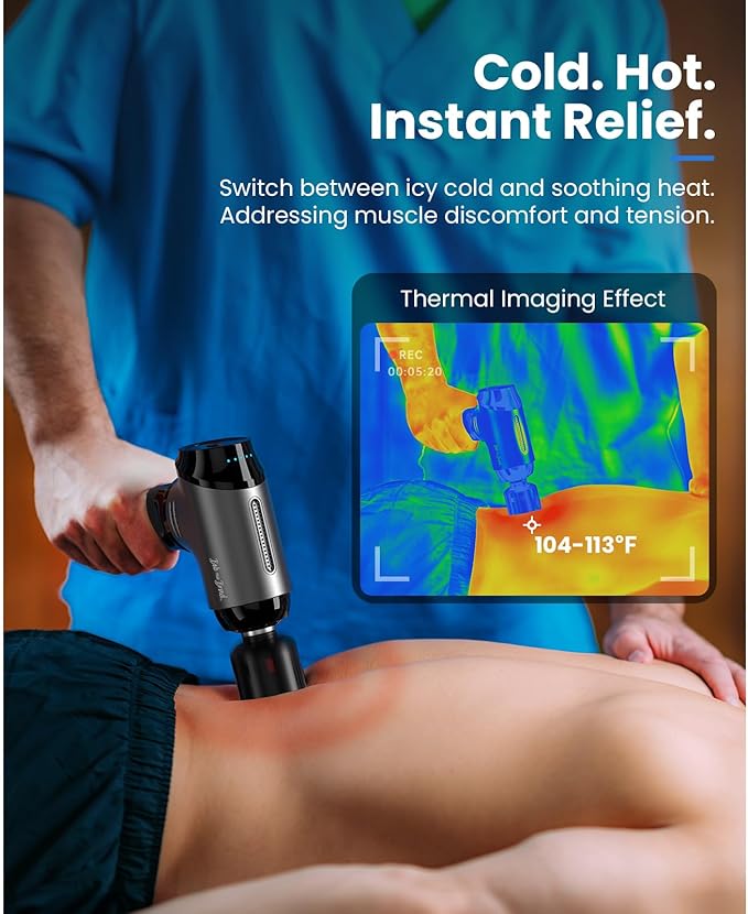 BOB AND BRAD T2 Pro Massage Gun with Heat and Cold, Deep Tissue Percussion Massager Gun for Pain Relief, Muscle Massager, HSA Electric Back Massagers for Professional Athletes FSA Eligible