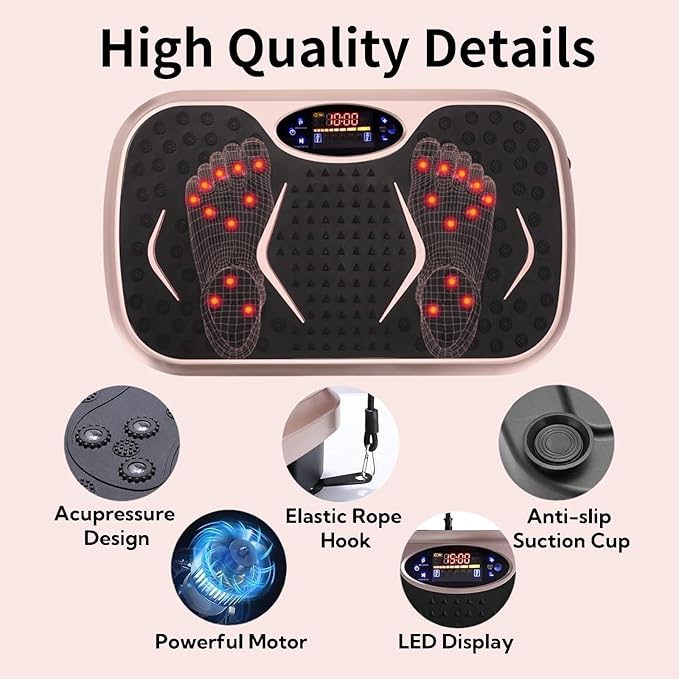 MAMIZO Vibration Plate Exercise Machine, Full Body Workout Shake Board Vibrate Platform for Lymphatic Drainage Weight Loss, with Loop Bands & Remote, Workout Equipment for Home Women Men