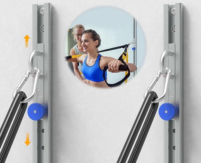 Wall-Mounted Anchor Fitness System - Adjustable, Multi-Functional, Space Saving Home Gym Solution for Strength Training,Adjustable Workout Wall Anchor System Blue