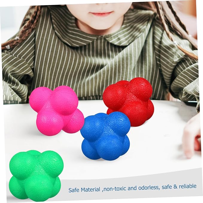 6pcs Colorful Reaction Balls Hexagonal Training Balls for Boys and Girls Adults Improve Hand-Eye Coordination Fitness Equipment