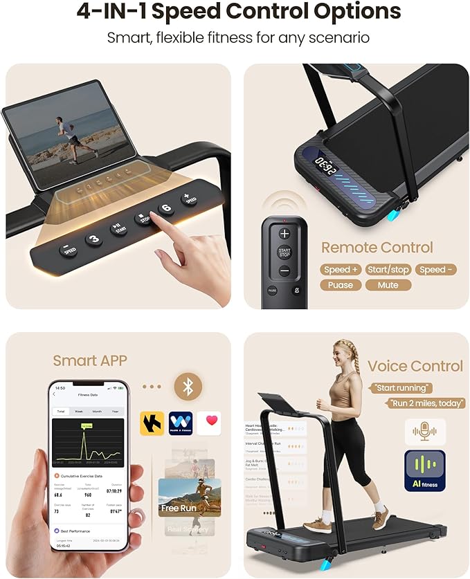 WELLFIT Incline Walking Pads with Handle Bar for Home Office Apartment, Small Under Desk Treadmills with Hiking Climbing Mode for Efficient Fat-Burn, Works for APPs/Mute Remote, 320 LBS Capacity