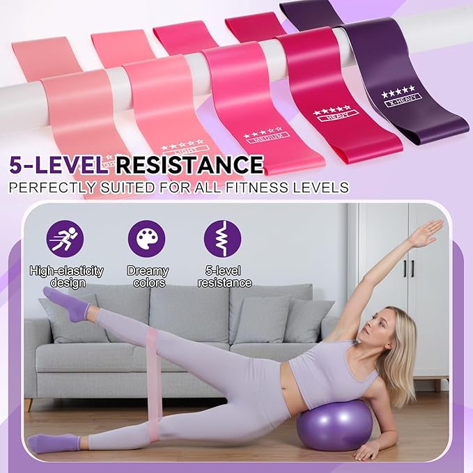 LiKiLiKi Pilates Ring and Ball Set, Home Pilates Equipment for Women with Resistance Bands, 12'' Magic Circle, 9.8'' Ball, for Strength, Toning and Flexibility, Fitness Essentials Starter Accessories