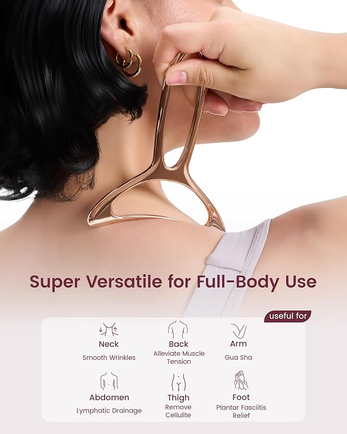 lifechill Lymphatic Drainage Massager & Anti Cellulite Massage Tools for Body Sculpting, Metal Gua Sha & Muscle Scraper Tool Pain Relief Deep Tissue, Gifts for Women, Gold (M)