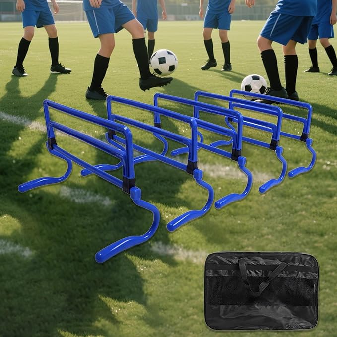 5 Pieces Agility Hurdles Training Speed Hurdles Obstacle Rack Foldable PVC Adjustable Height Lightweight Portable Suitable for Fitness Coaching Childr