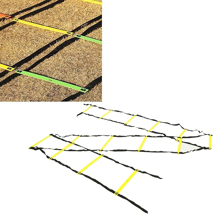 7M 14 Rung Agility Speed Ladder Stairs, Adjustable Training Ladder for Soccer Football Fitness, Non - Slip PP Agility Ladder with Angle Mark for Athletes and Coaches