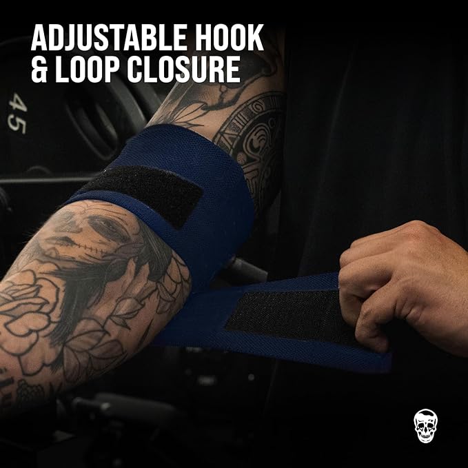 Gymreapers Weightlifting Elbow Wraps (1 Pair) - Flexible 40'' Elbow Compression Strap & Joint Support Brace - for Bench Press, Powerlifting, and Pressing
