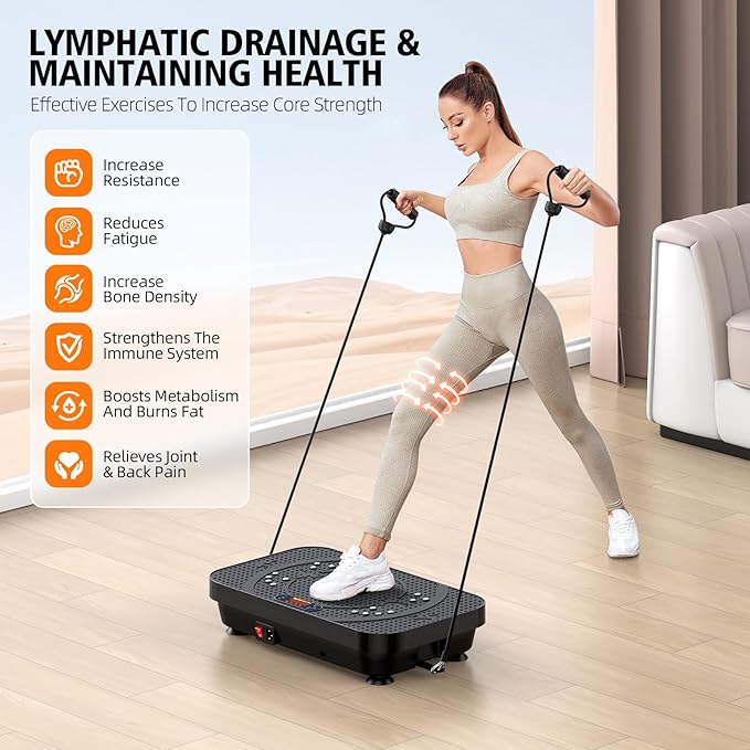 Vibration Fitness Plate Exercise Machine, Professional Automatic Mode Full-Body, Promotes Lymphatic Circulation, Burns Fat & Weight Loss, Home Fitness Equipment - 330 LBS for Women and Men