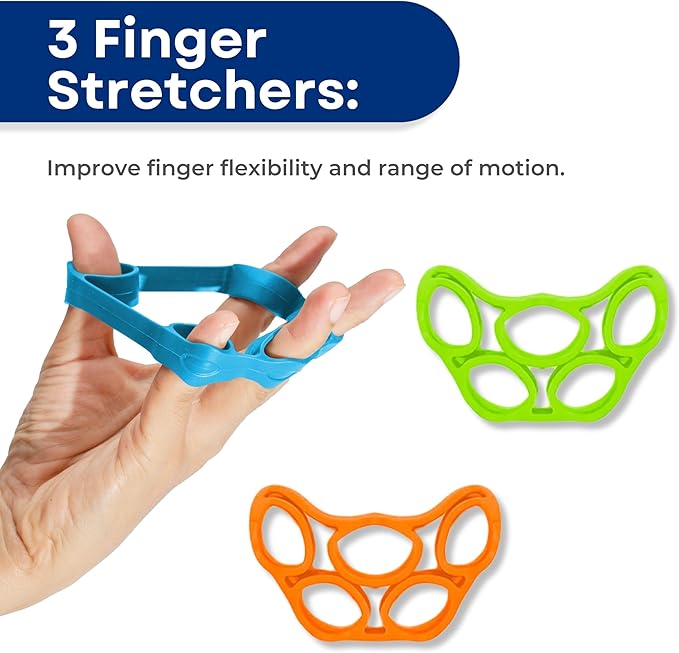 RMS Hand Grip Strengthener, Finger Exerciser, Grip Strength Trainer 6 Pieces Kit for Finger, Wrist, Carpal Tunnel, Arthritis Pain Relief. Stress Relief - Occupational Equipment for Disabled