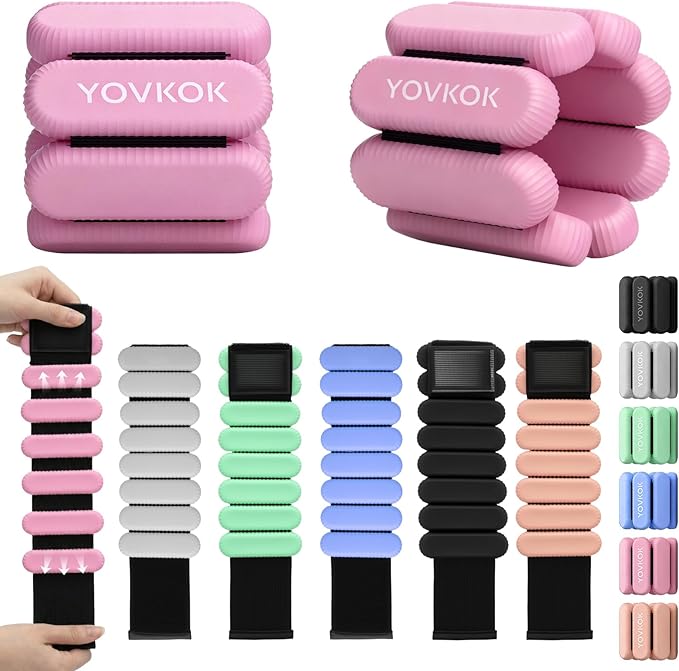 Wrist Weights, Silicone Adjustable Ankle Weights for Women Men - Strengthen Arms and Legs Ideal for for Home Gym Workout, Running, Yoga, Pilates, Barre, Exercise, Strength Training